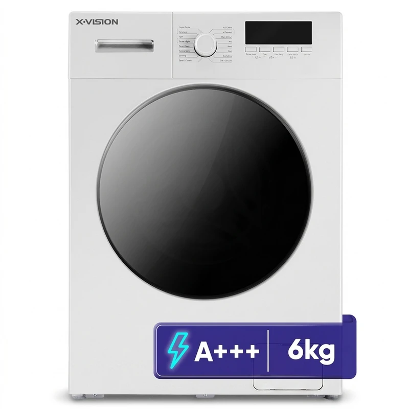 ماشین لباسشویی درب از جلو ایکس ویژن مدل TE62-AW/AS ظرفیت 6 کیلوگرم